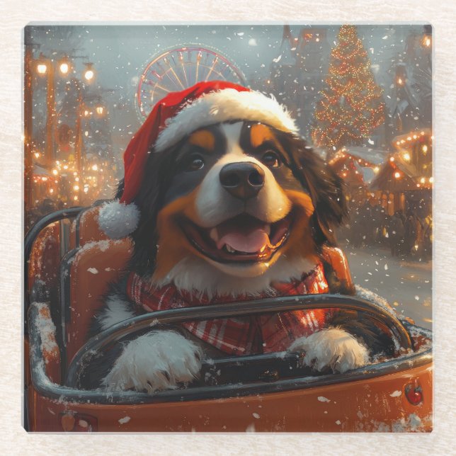 Bernese Mountain Dog Roller Untersetzer Weihnachte (Vorderseite)
