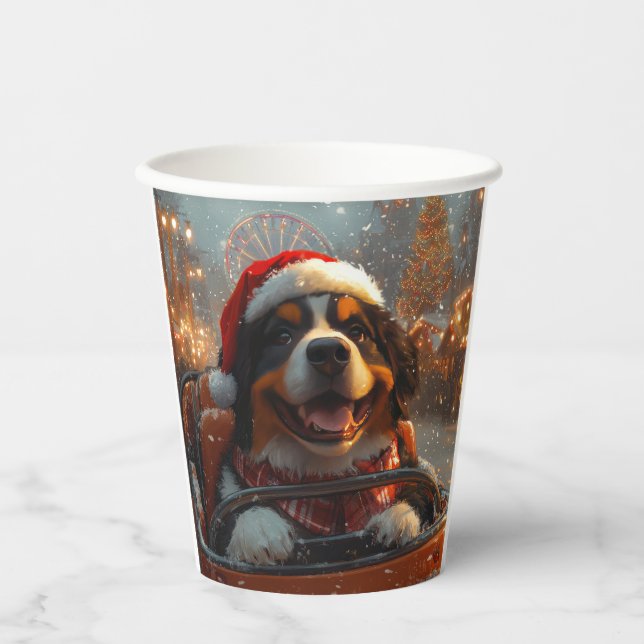 Bernese Mountain Dog Roller Untersetzer Weihnachte Pappbecher (Vorderseite)