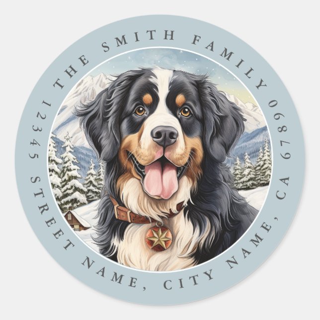 Bernese Mountain Dog Round Stickers (Vorderseite)