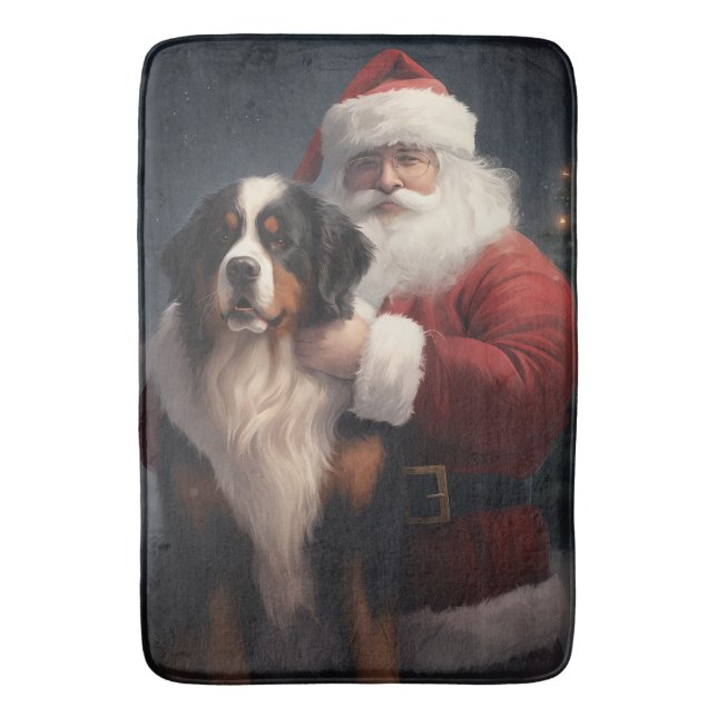 Bernese Mountain Dog Santa Claus Weihnachten Badematte (Vorderseite Vertikal)