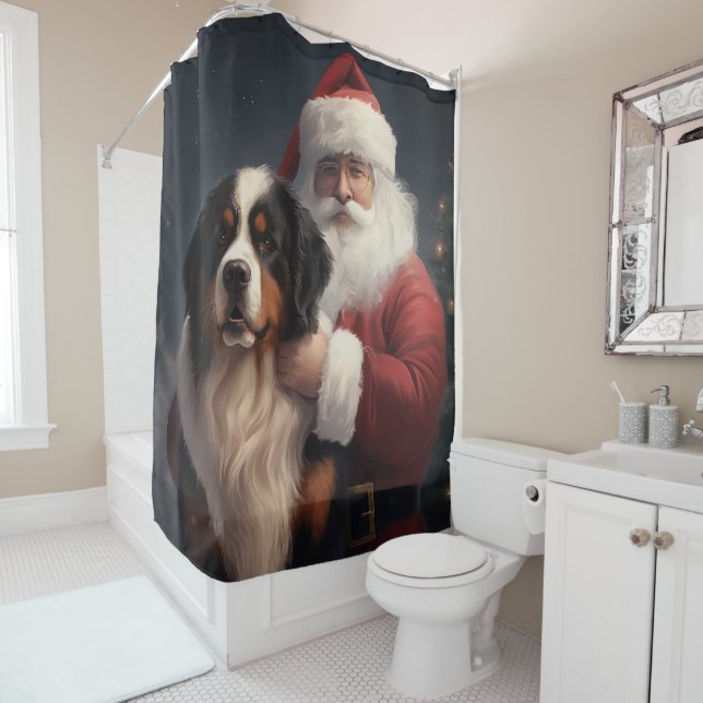 Bernese Mountain Dog Santa Claus Weihnachten Duschvorhang (Beispiel)