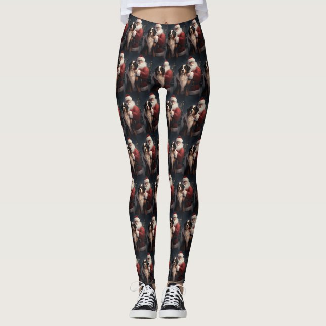Bernese Mountain Dog Santa Claus Weihnachten Leggings (Vorderseite)