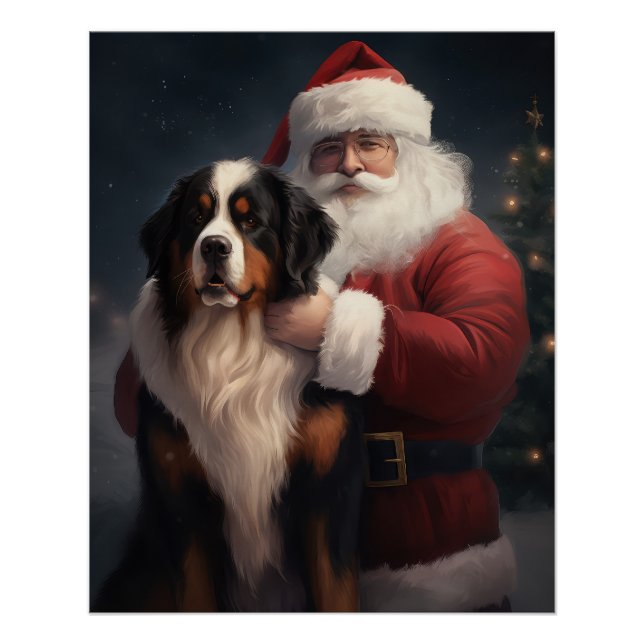 Bernese Mountain Dog Santa Claus Weihnachten Poster (Vorderseite)