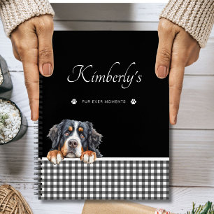 Bernese Mountain Dog Schwarz-weiß Gingham Custom Notizbuch