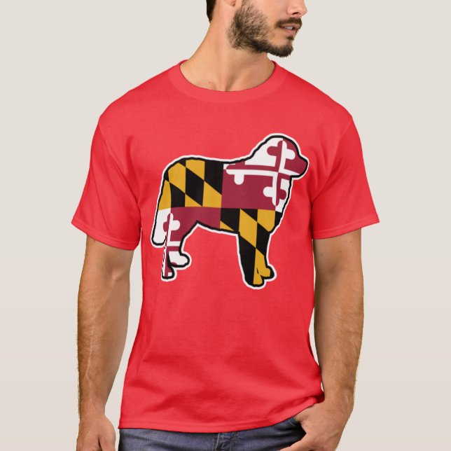 Bernese Mountain Dog Silhouette mit Maryland Flag T-Shirt (Vorderseite)
