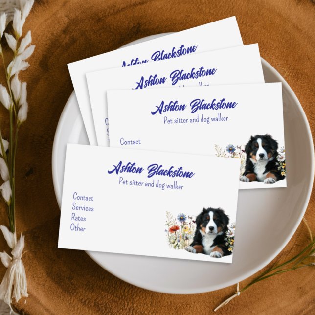 Bernese Mountain Dog Sitter Business Cards Telefonnummerkarte (Von Creator hochgeladen)