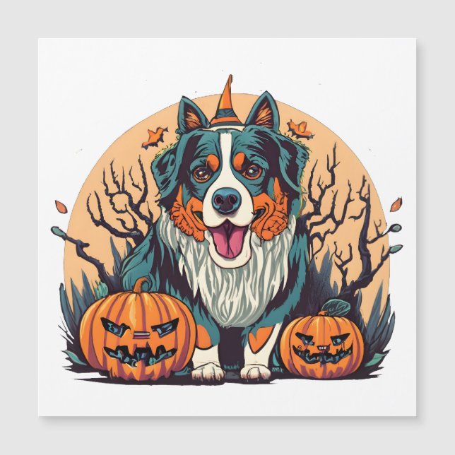 Bernese Mountain Dog Spooky Halloween Magnetkarte (Vorderseite)