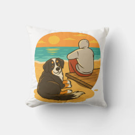 Bernese Mountain Dog Sunset Beach Companion Kissen