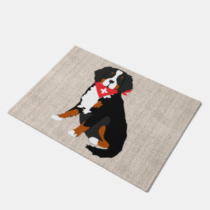 Bernese Mountain Dog Swiss Cross Tan Burlap Fußmatte