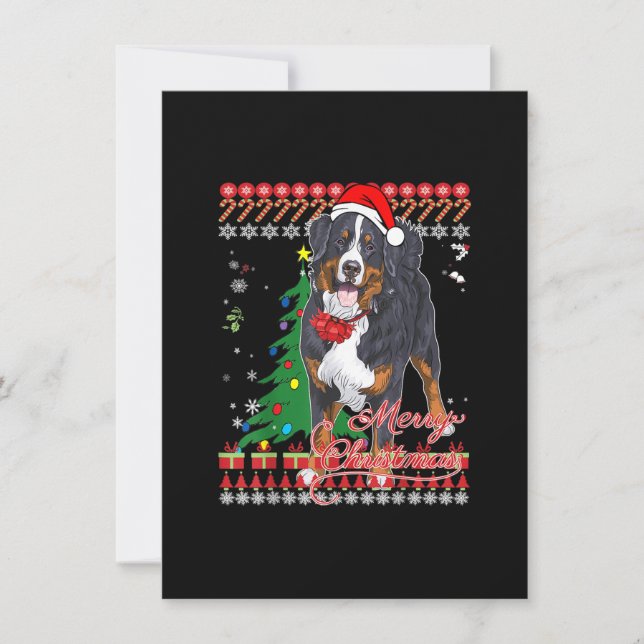 Bernese Mountain Dog Ugly Christmas Sweater Shirt Einladung (Vorderseite)