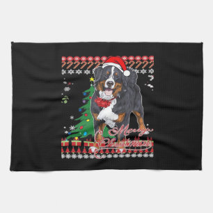 Bernese Mountain Dog Ugly Christmas Sweater Shirt Geschirrtuch