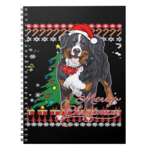 Bernese Mountain Dog Ugly Christmas Sweater Shirt Notizblock