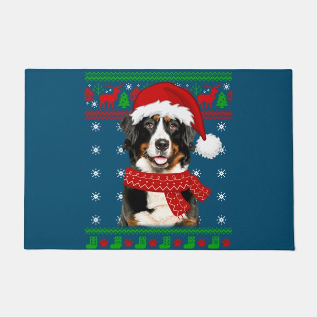 Bernese Mountain Dog Ugly Sweater Christmas Welpe Fußmatte (Vorderseite)