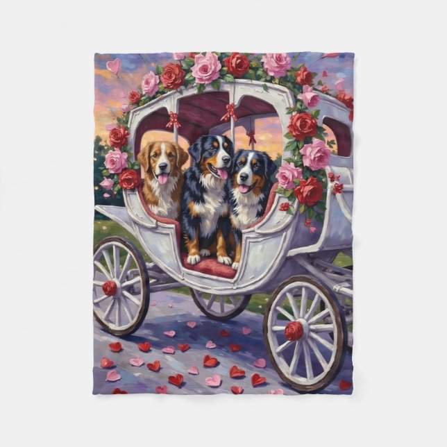 Bernese Mountain Dog Valentine's Day Fleecedecke (Vorderseite)