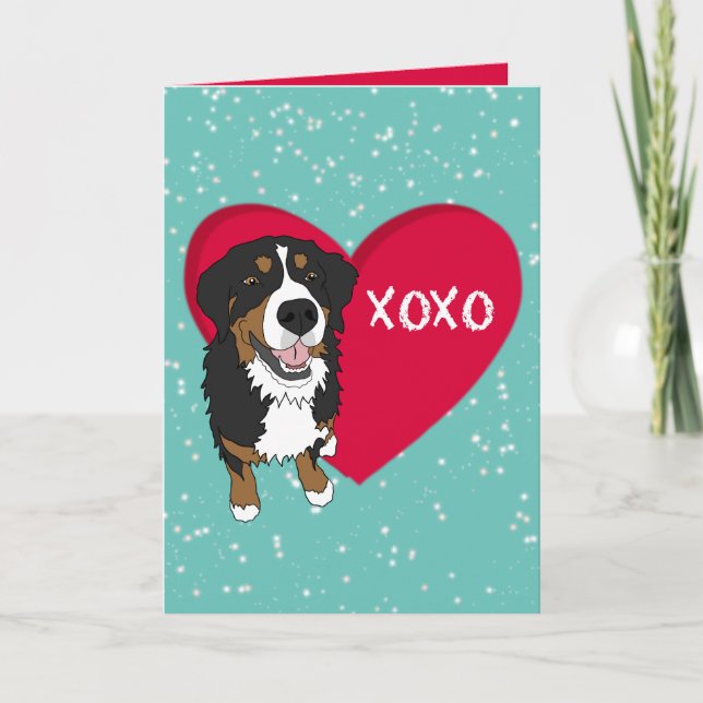 Bernese Mountain Dog Valentinstag Dankeskarte (Vorderseite)