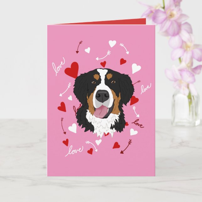Bernese Mountain Dog Valentinstag Karte (Orchidee)
