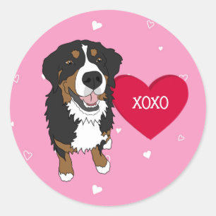 Bernese Mountain Dog Valentinstag Runder Aufkleber