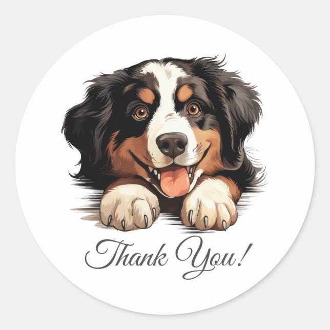 Bernese Mountain Dog Vielen Dank Runder Aufkleber (Vorderseite)