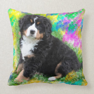 Bernese Mountain Dog Wasserfarben Malerei Kissen