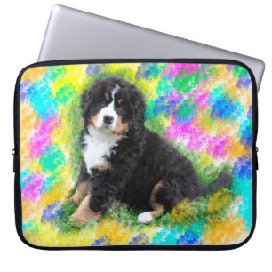 Bernese Mountain Dog Wasserfarben Malerei Laptopschutzhülle