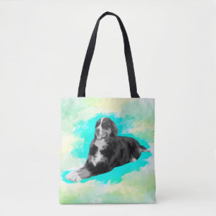 Bernese Mountain Dog Wasserfarbene Kunst, Dichtung Tasche