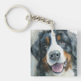 Bernese Mountain dog watercolor portrait