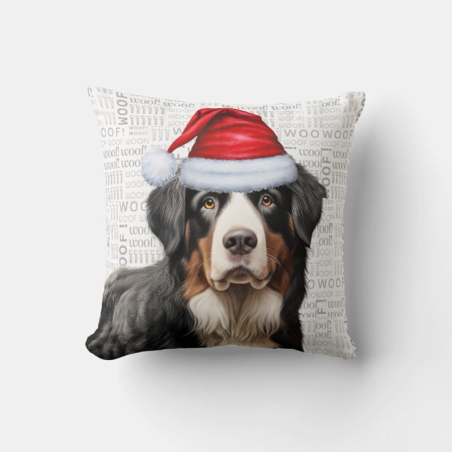 Bernese Mountain Dog Watercolor Weihnachten Kissen (Vorderseite)