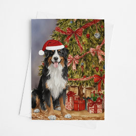 Bernese Mountain Dog Watercolor Weihnachtsbaum Karte