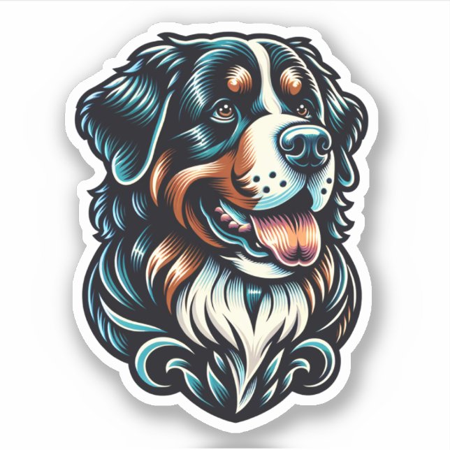 Bernese Mountain Dog Waterproof Sticker (Vorderseite)