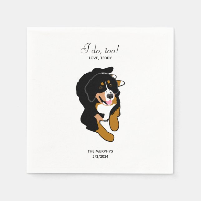Bernese Mountain Dog Wedding Cocktail Napkins Serviette (Vorderseite)