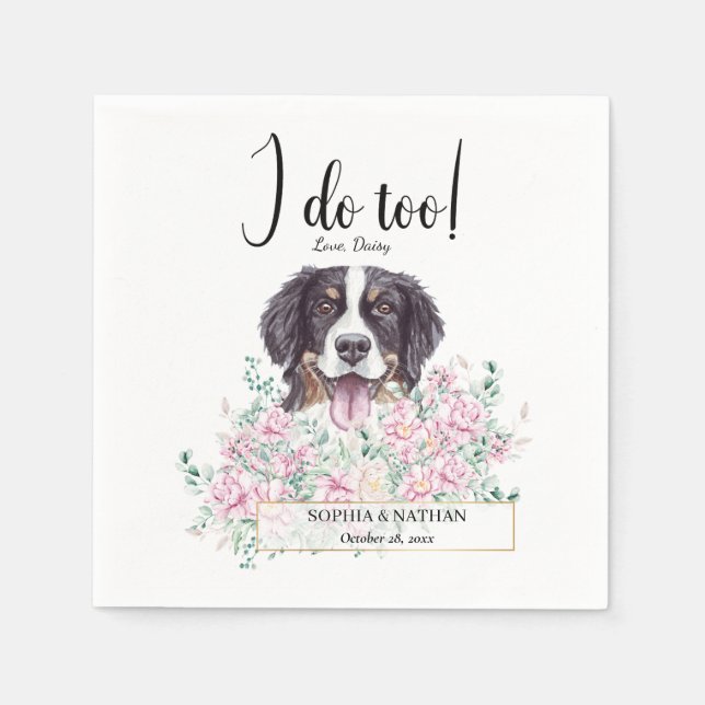 Bernese Mountain Dog Wedding Cocktail Napkins Serviette (Vorderseite)