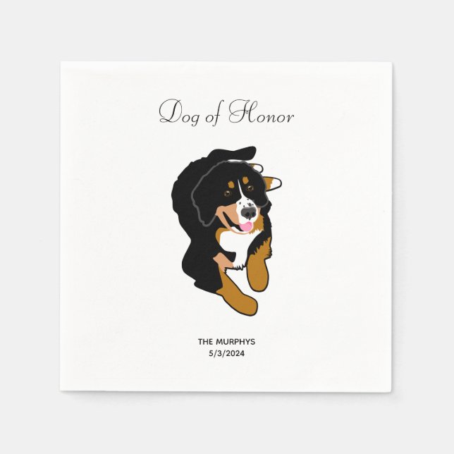 Bernese Mountain Dog Wedding Cocktail Napkins Serviette (Vorderseite)