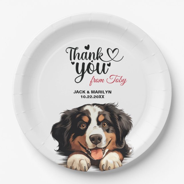 Bernese Mountain Dog Wedding Cocktail Pappteller (Vorderseite)