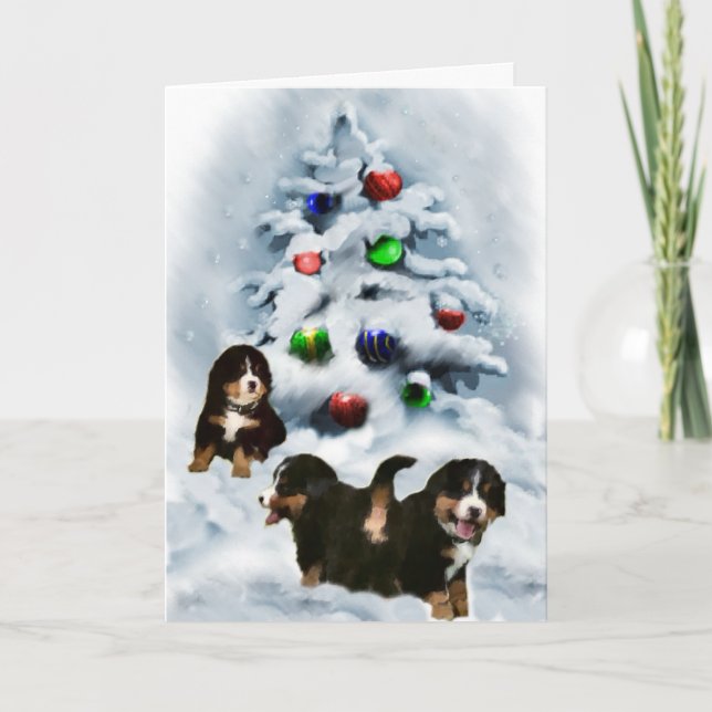 Bernese Mountain Dog Weihnachtsgeschenke Feiertagskarte (Vorderseite)