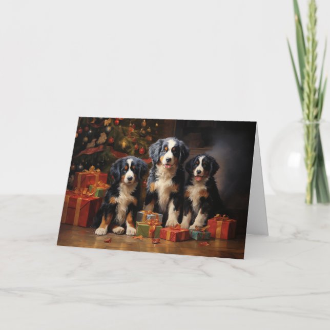 Bernese Mountain Dog Weihnachtskarte Dankeskarte (Vorderseite)
