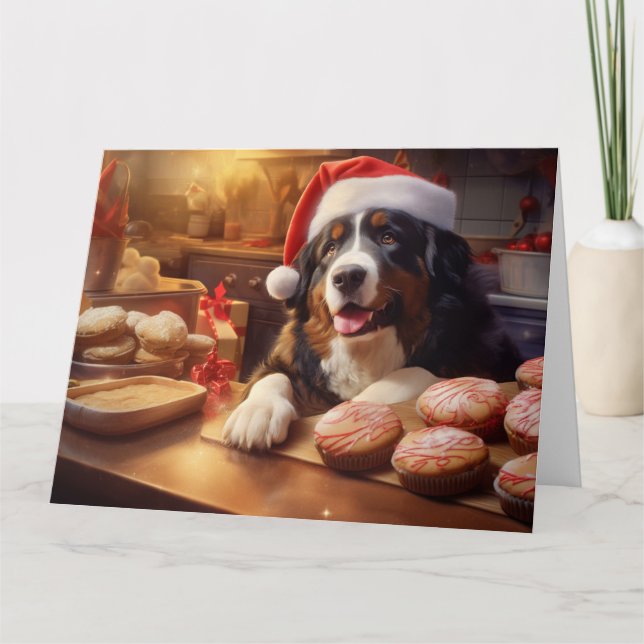 Bernese Mountain Dog Weihnachtskekse Urlaub Karte (Vorderseite)