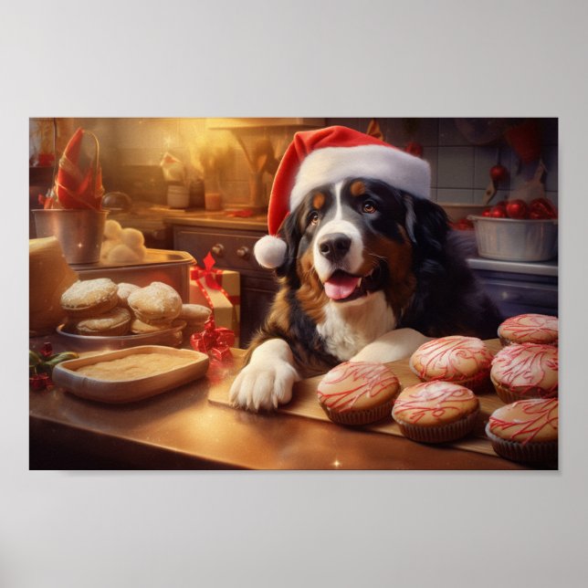 Bernese Mountain Dog Weihnachtskekse Urlaub Poster (Vorne)