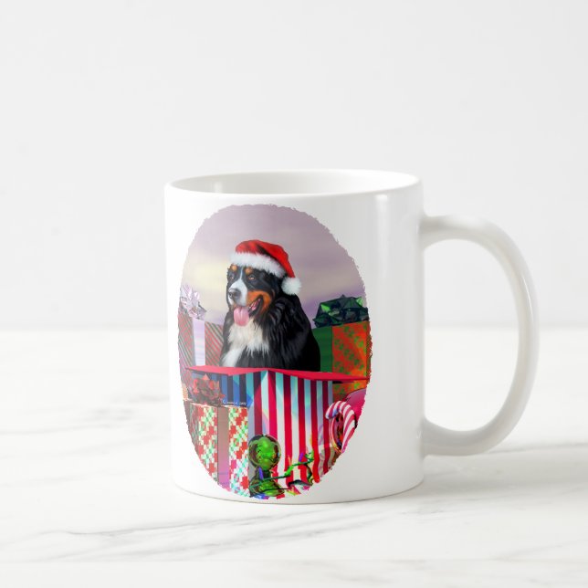 Bernese Mountain Dog Weihnachtsüberraschung Kaffeetasse (Rechts)