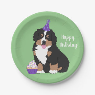 Bernese Mountain Dog Welpe BirthdayPaper Plate Pappteller