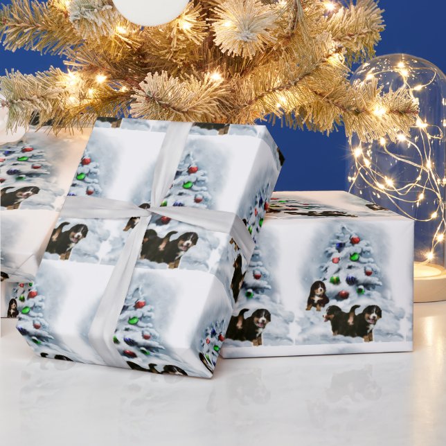 Bernese Mountain Dog Welpen Weihnachten Geschenkpapier (Feiertage)