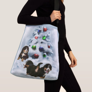Bernese Mountain Dog Welpen Weihnachten Tragetaschen Mit Langen Trägern