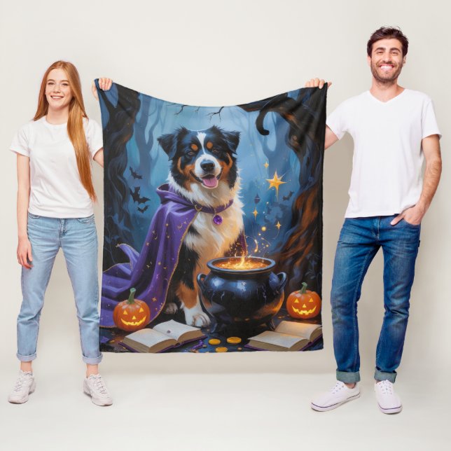 Bernese Mountain Dog Whimsical Halloween Malerei Fleecedecke (Beispiel)