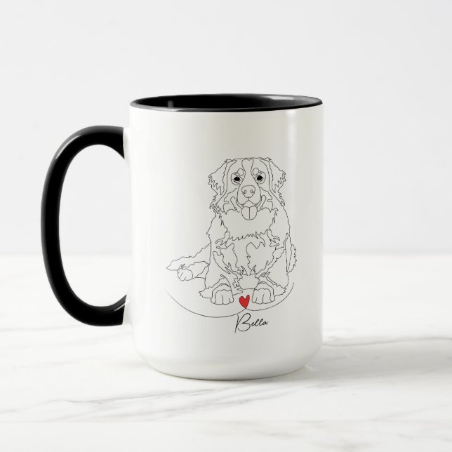 Bernese Mountain Dog with Heart Line Art Tasse (Links)