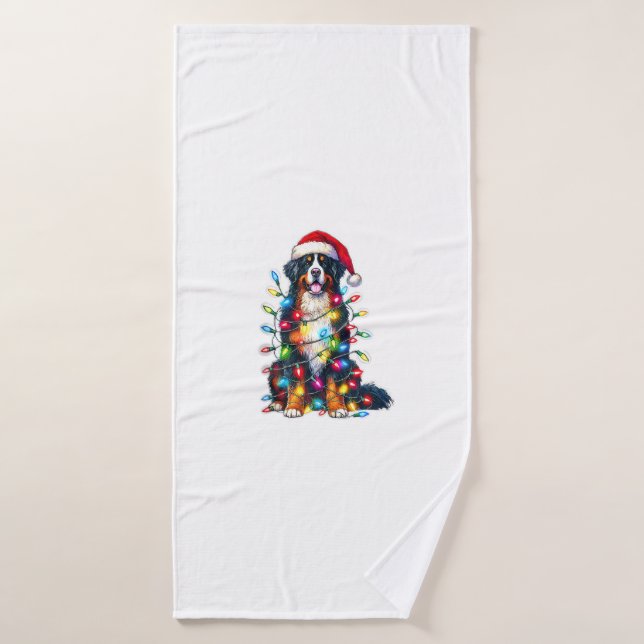 Bernese Mountain Dog x Christmas Lights Badehandtuch (Badehandtuch)