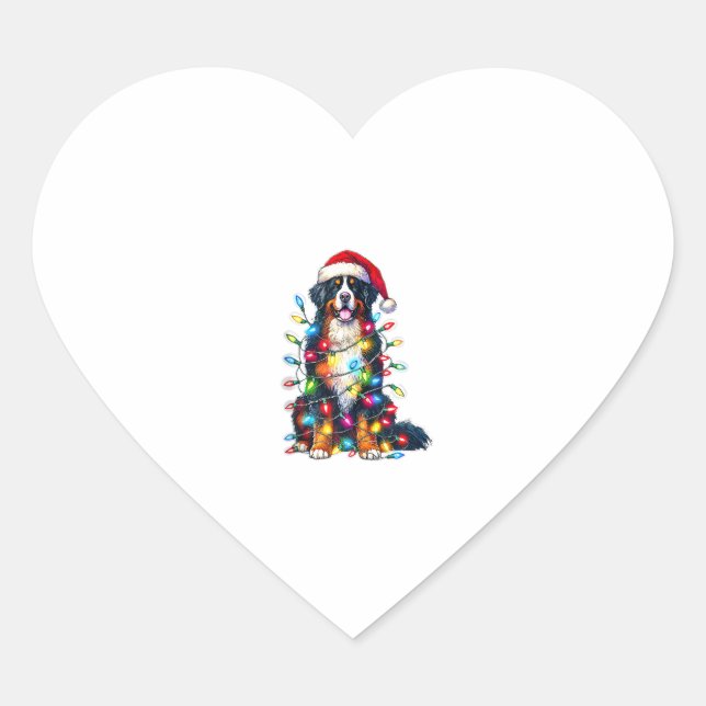 Bernese Mountain Dog x Christmas Lights Herz-Aufkleber (Vorderseite)