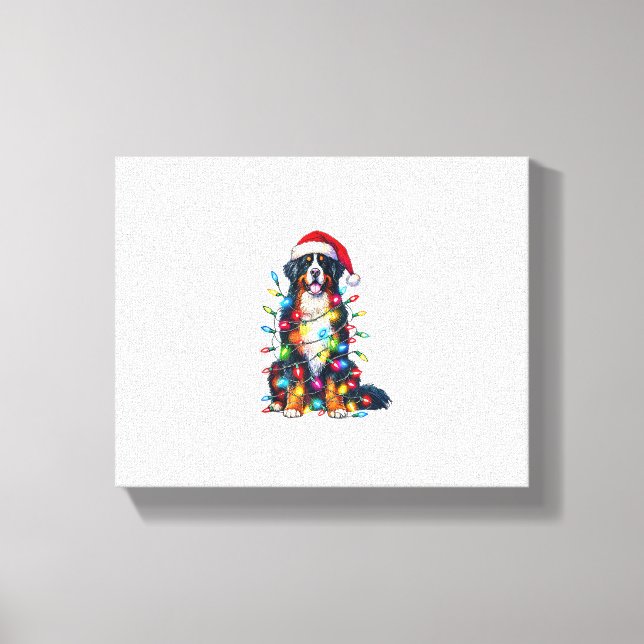 Bernese Mountain Dog x Christmas Lights Leinwanddruck (Vorderseite)