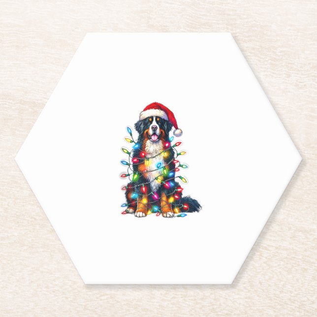 Bernese Mountain Dog x Christmas Lights Untersetzer (Vorderseite)