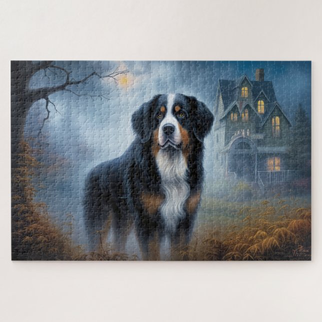 Bernese Mountain Halloween Beängstigend (Horizontal)