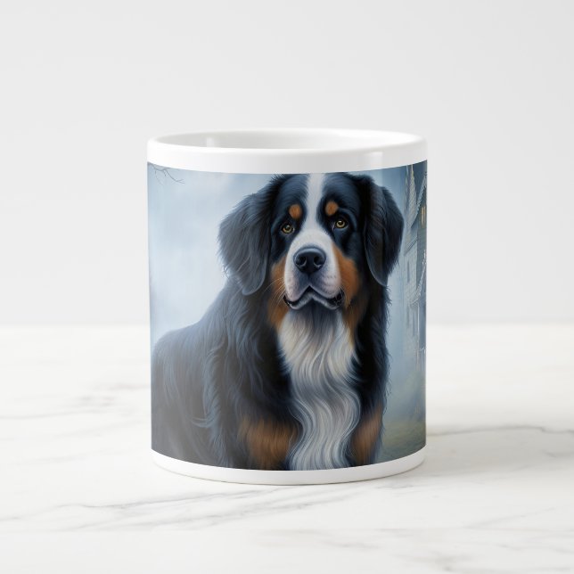 Bernese Mountain Halloween Beängstigend Jumbo-Tasse (Vorderseite)