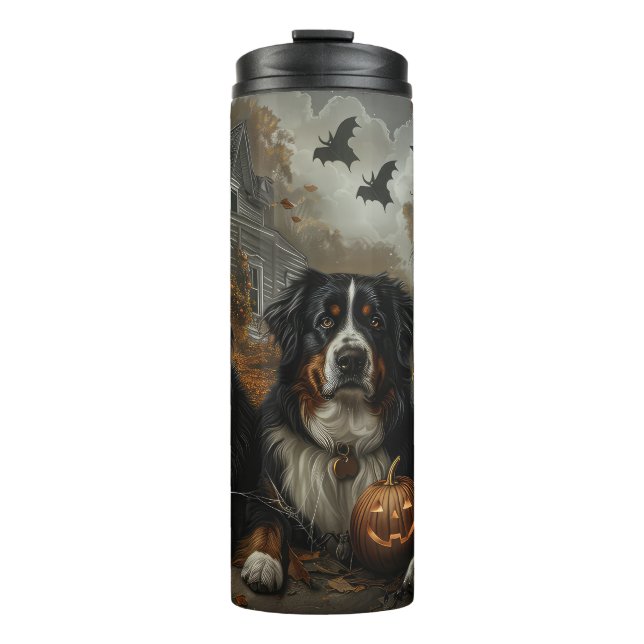 Bernese Mountain Halloween Night Doggy Delight Thermosbecher (Vorderseite)
